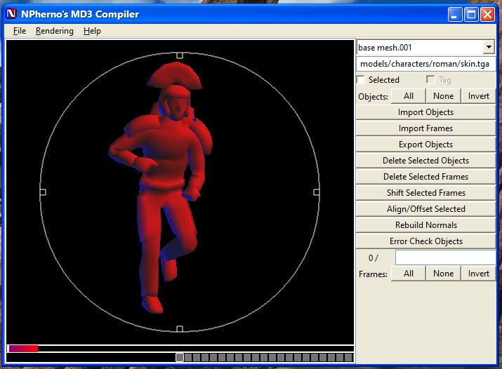 A 3d model of a space roman in a skin editing tool.